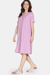 Zivame 2 Mile Fashion Knit Cotton Loungewear Dress - Mauve Mist — thumbnail 3